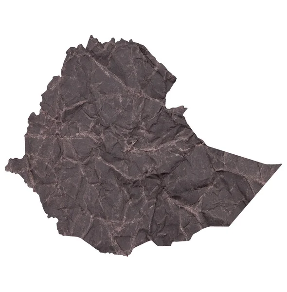 Map Ethiopia Old Dark Crumpled Grunge Paper — Stock Photo, Image