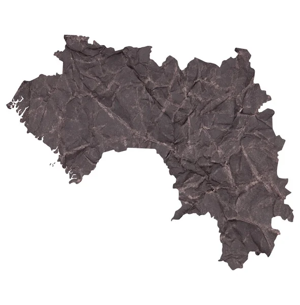 Mapa Guineje Starém Tmavém Zmačkaném Grunge Papíru — Stock fotografie
