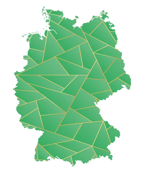Yeşil Altın Renkli Almanya Haritasının Vektör Çizimi — Stok Vektör