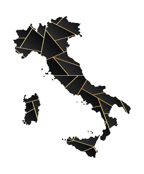 Vektorillustration Der Schwarz Goldenen Italien Karte — Stockvektor