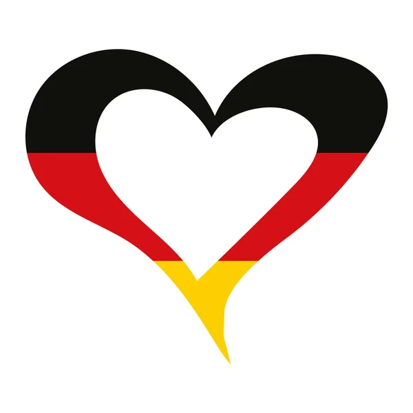 ドイツ国旗ハートアイコンのベクトルイラスト — ストックベクタ