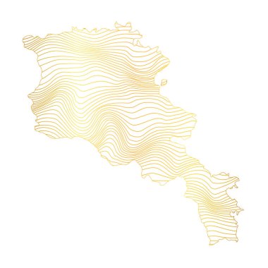 Ermenistan 'ın soyut haritası - çizgili altın rengi haritanın vektör çizimi