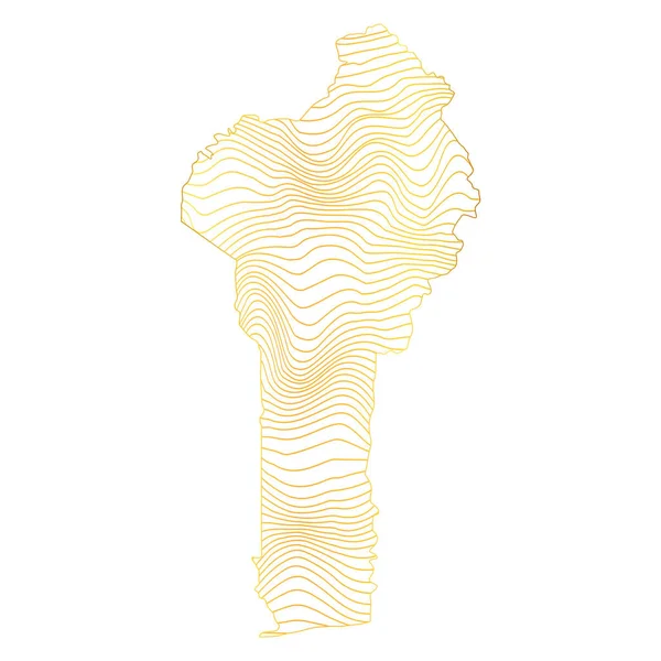 Abstract Map Benin Vector Illustration Striped Gold Colored Map — Stock Vector
