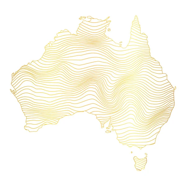 Abstrakt Karta Över Australien Vektor Illustration Randig Guldfärgad Karta — Stock vektor