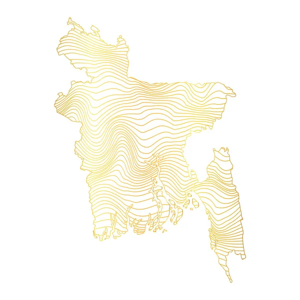 Αφηρημένος Χάρτης Του Μπαγκλαντές Διανυσματική Απεικόνιση Του Ριγέ Χρυσό Χρωματιστό — Διανυσματικό Αρχείο