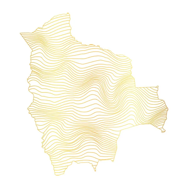 玻利维亚的抽象地图 条纹金色地图的矢量图解 — 图库矢量图片
