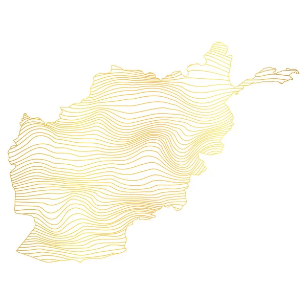 阿富汗抽象图 条纹金色地图的矢量图 — 图库矢量图片