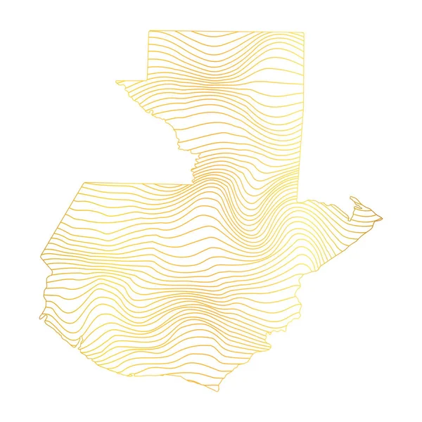 危地马拉抽象图 条纹金色地图的矢量图解 — 图库矢量图片
