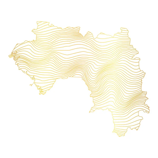 Αφηρημένος Χάρτης Της Γουινέας Διανυσματική Απεικόνιση Του Ριγέ Χρυσό Χρωματιστό — Διανυσματικό Αρχείο