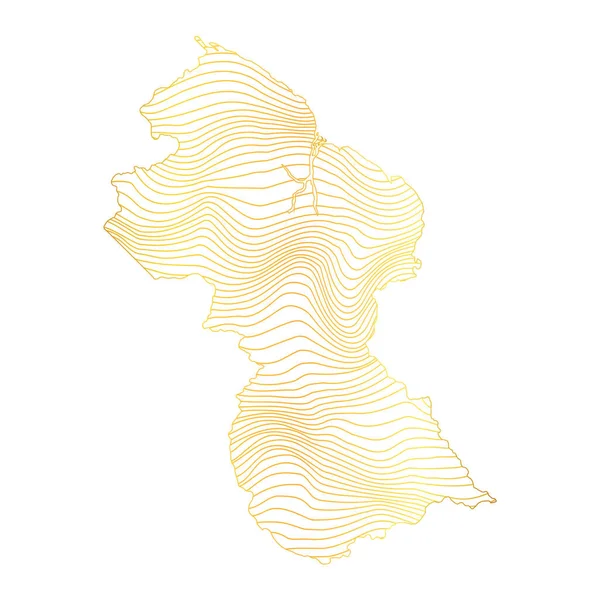 Αφηρημένος Χάρτης Της Γουιάνας Διανυσματική Απεικόνιση Ριγέ Χρυσό Χρωματιστό Χάρτη — Διανυσματικό Αρχείο