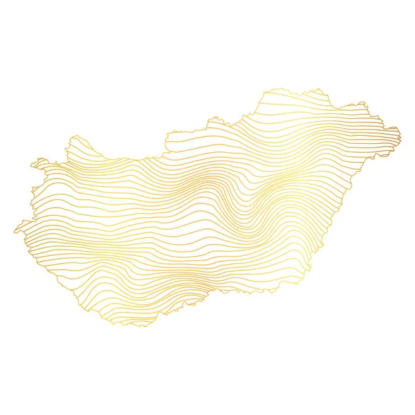 匈牙利的抽象地图 条纹金色地图的矢量图解 — 图库矢量图片
