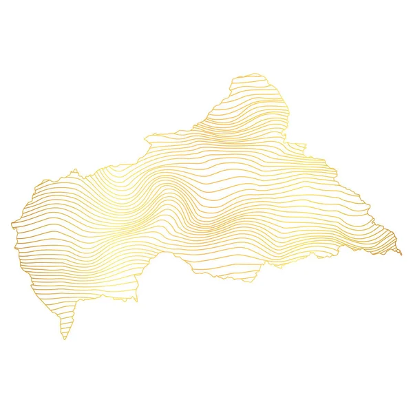 Абстрактная Карта Центральноафриканской Республики Векторная Иллюстрация Полосатой Золотой Карты — стоковый вектор