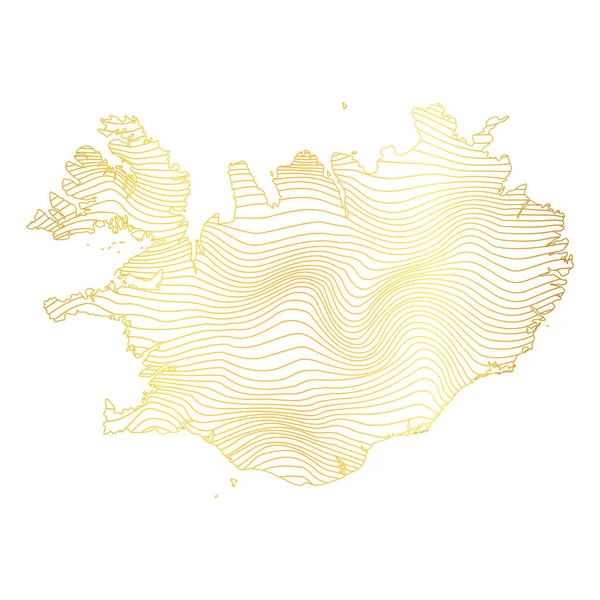 Abstrakte Karte Von Island Vektorillustration Einer Goldgestreiften Karte — Stockvektor