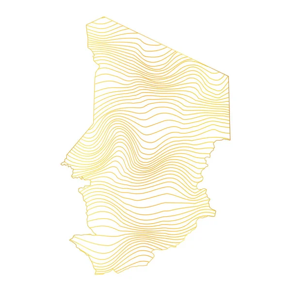 Αφηρημένος Χάρτης Του Τσαντ Διανυσματική Απεικόνιση Του Ριγέ Χρυσό Χρωματιστό — Διανυσματικό Αρχείο