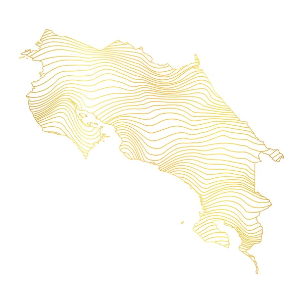 Abstrakte Karte Von Costa Rica Vektorillustration Einer Goldgestreiften Karte — Stockvektor