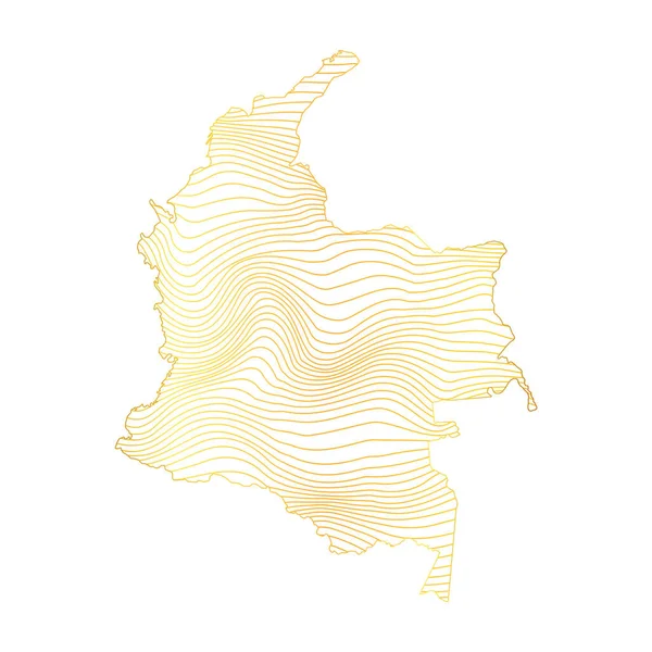 Peta Abstrak Kolombia Ilustrasi Vektor Dari Peta Berwarna Emas Bergaris - Stok Vektor