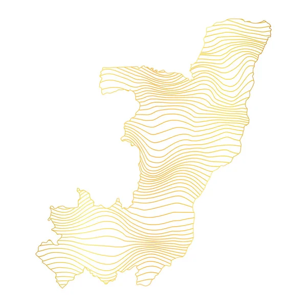 Soyut Kongo Haritası Çizgili Altın Rengi Haritanın Vektör Çizimi — Stok Vektör
