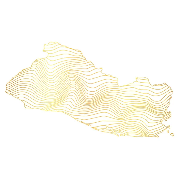 Αφηρημένος Χάρτης Του Σαλβαδόρ Διανυσματική Απεικόνιση Του Ριγέ Χρυσό Χρωματιστό — Διανυσματικό Αρχείο