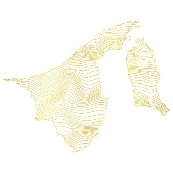 Αφηρημένος Χάρτης Του Μπρουνέι Διανυσματική Απεικόνιση Του Ριγέ Χρυσό Χρωματιστό — Διανυσματικό Αρχείο