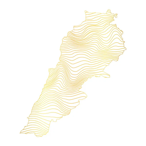 Lübnan Soyut Haritası Çizgili Altın Rengi Haritanın Vektör Çizimi — Stok Vektör