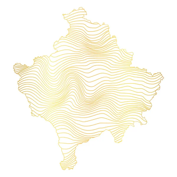 科索沃地图摘要 条纹金色地图的矢量图解 — 图库矢量图片