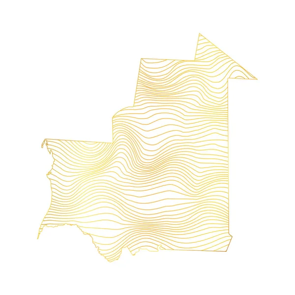 モーリタニアの抽象地図 ストライプゴールドカラーマップのベクターイラスト — ストックベクタ