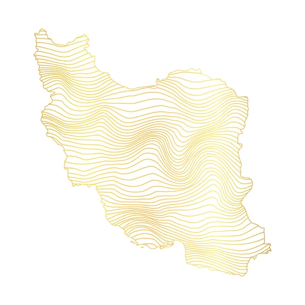Peta Abstrak Iran Ilustrasi Vektor Dari Peta Berwarna Emas Bergaris - Stok Vektor