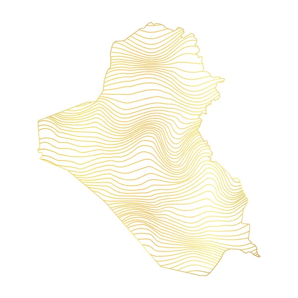 伊拉克抽象图 条纹金色地图的矢量图 — 图库矢量图片