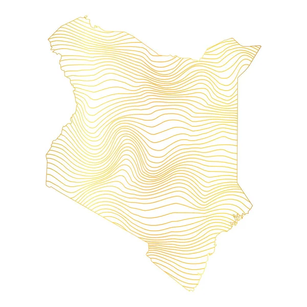 stock vector abstract map of Kenya - vector illustration of striped gold colored map