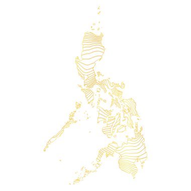 Filipinler 'in soyut haritası - çizgili altın rengi haritanın vektör çizimi