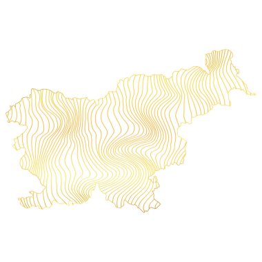 Slovenya 'nın soyut haritası - çizgili altın rengi haritanın vektör çizimi