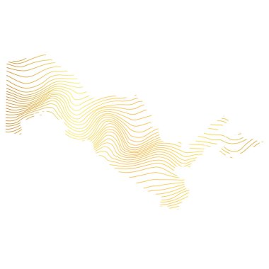 Özbekistan 'ın soyut haritası - çizgili altın rengi haritanın vektör çizimi