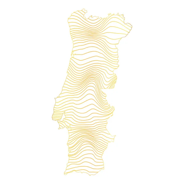 Αφηρημένος Χάρτης Της Πορτογαλίας Διανυσματική Απεικόνιση Του Ριγέ Χρυσό Χρωματιστό — Διανυσματικό Αρχείο