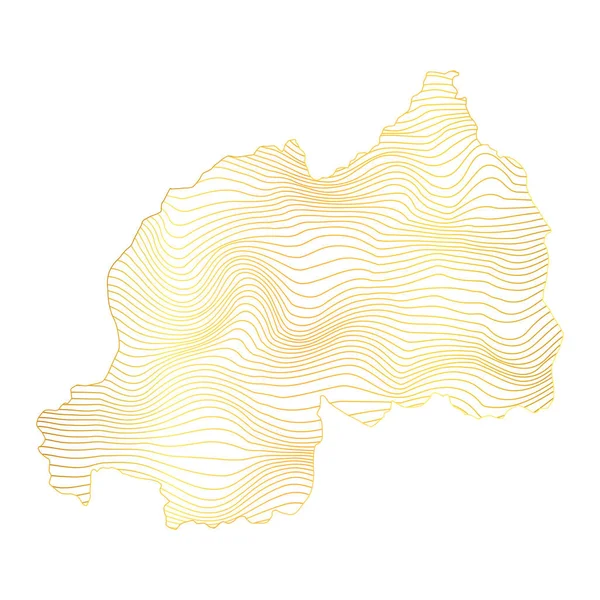Αφηρημένος Χάρτης Της Ρουάντα Διανυσματική Απεικόνιση Του Ριγέ Χρυσό Χρωματιστό — Διανυσματικό Αρχείο