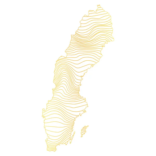 Mapa Abstrato Suécia Ilustração Vetorial Mapa Colorido Ouro Listrado —  Vetores de Stock