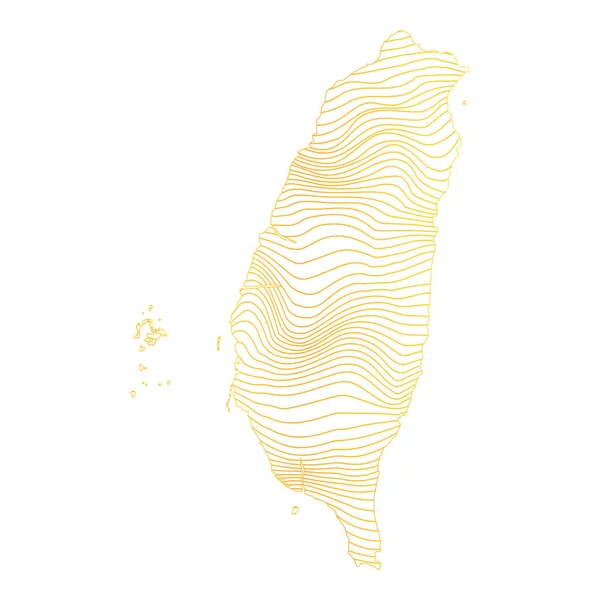 Αφηρημένος Χάρτης Της Ταϊβάν Διανυσματική Απεικόνιση Του Ριγέ Χρυσό Χρωματιστό — Διανυσματικό Αρχείο