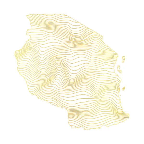 タンザニアの抽象地図 ストライプゴールドカラーマップのベクターイラスト — ストックベクタ