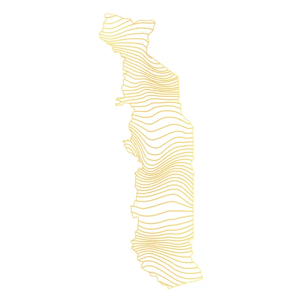 トゴの抽象地図 ストライプゴールドカラーマップのベクターイラスト — ストックベクタ