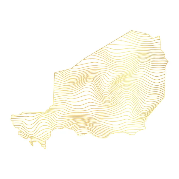 Nijer Soyut Haritası Çizgili Altın Rengi Haritanın Vektör Çizimi — Stok Vektör