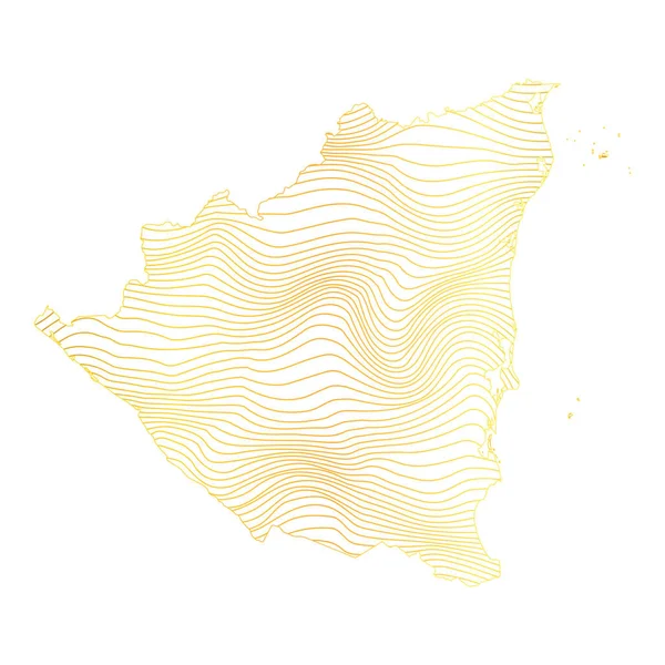 Mapa Abstracto Nicaragua Ilustración Vectorial Mapa Rayas Color Oro — Archivo Imágenes Vectoriales