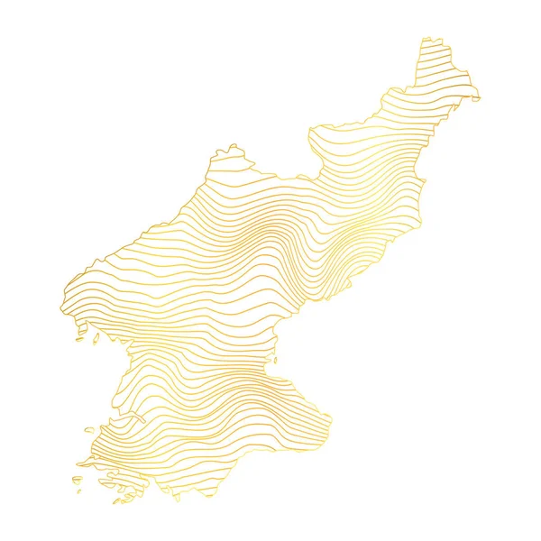 Abstrakte Karte Von Nordkorea Vektorillustration Einer Goldgestreiften Karte — Stockvektor