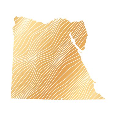 Mısır 'ın soyut haritası - çizgili altın rengi haritanın vektör çizimi