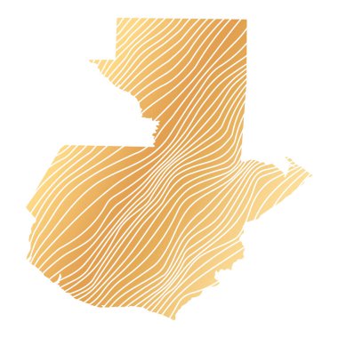  Guatemala 'nın soyut haritası - çizgili altın rengi haritanın vektör çizimi