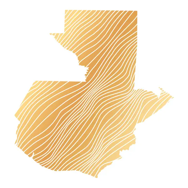  Guatemala 'nın soyut haritası - çizgili altın rengi haritanın vektör çizimi