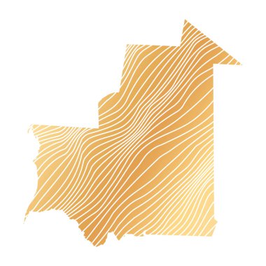 Moritanya 'nın soyut haritası - çizgili altın rengi haritanın vektör çizimi