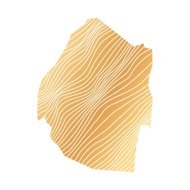 Eswatini 'nin soyut haritası - çizgili altın rengi haritanın vektör çizimi