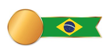 Brezilya bayraklı kurdele bayrağıyla altın madalya