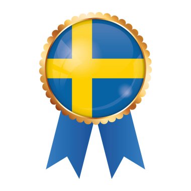 İsveç bayrağıyla altın ödüllü kurdele.