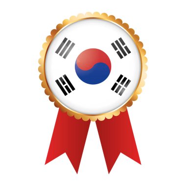 Güney Kore bayrağıyla altın ödüllü kurdele.