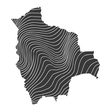 Dalga desenli soyut Bolivya haritası